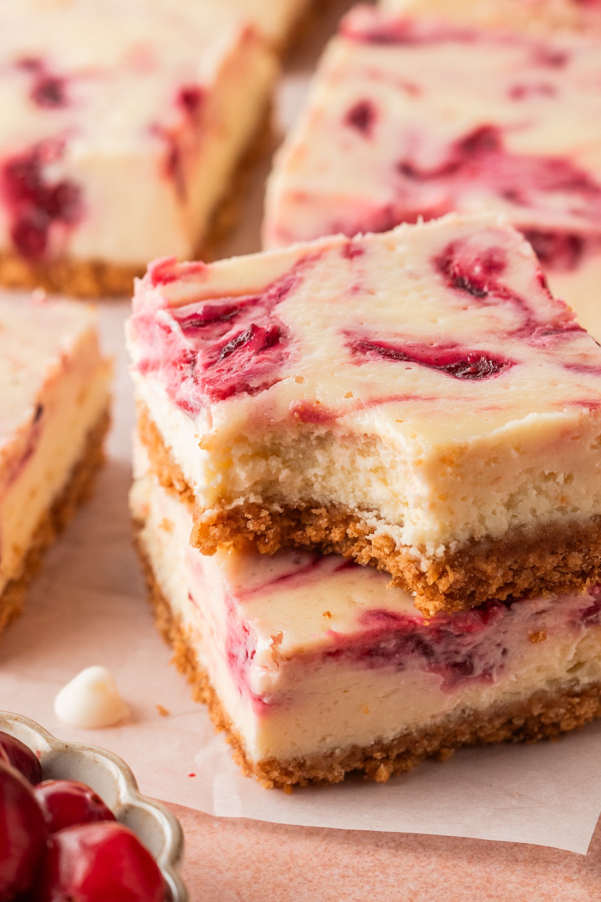 White Chocolate Cranberry Cheesecake Bars- Exclusive