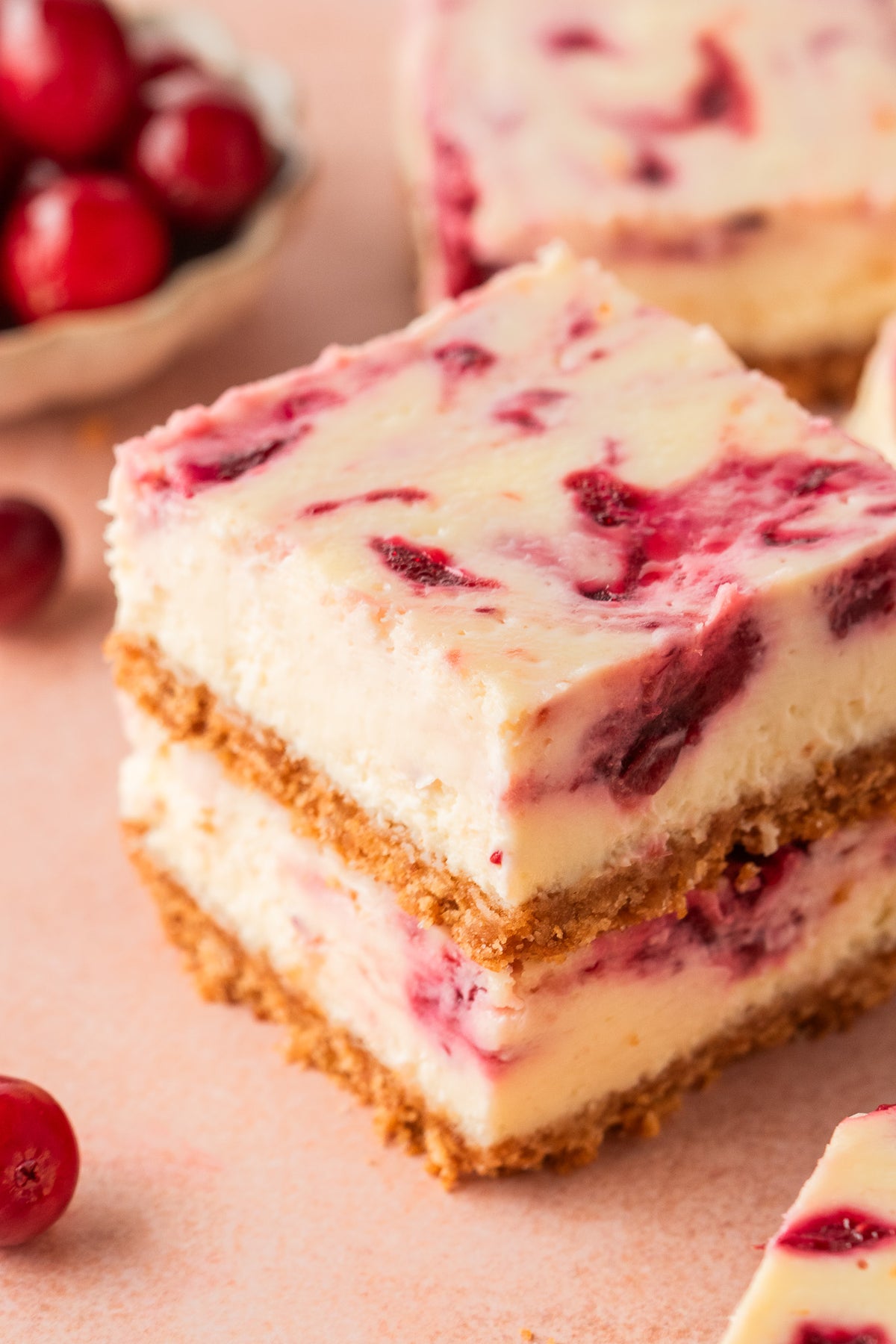 White Chocolate Cranberry Cheesecake Bars- Exclusive