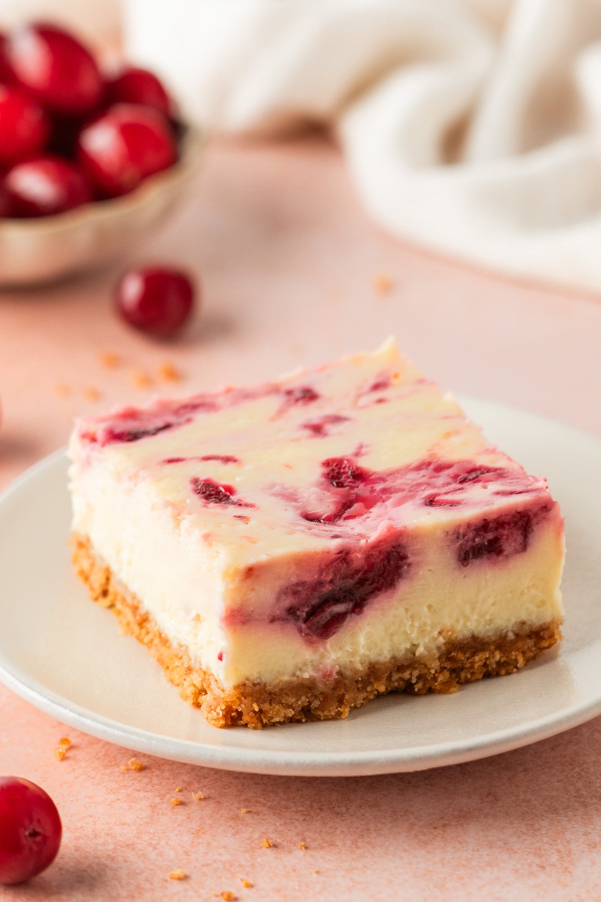 White Chocolate Cranberry Cheesecake Bars- Exclusive