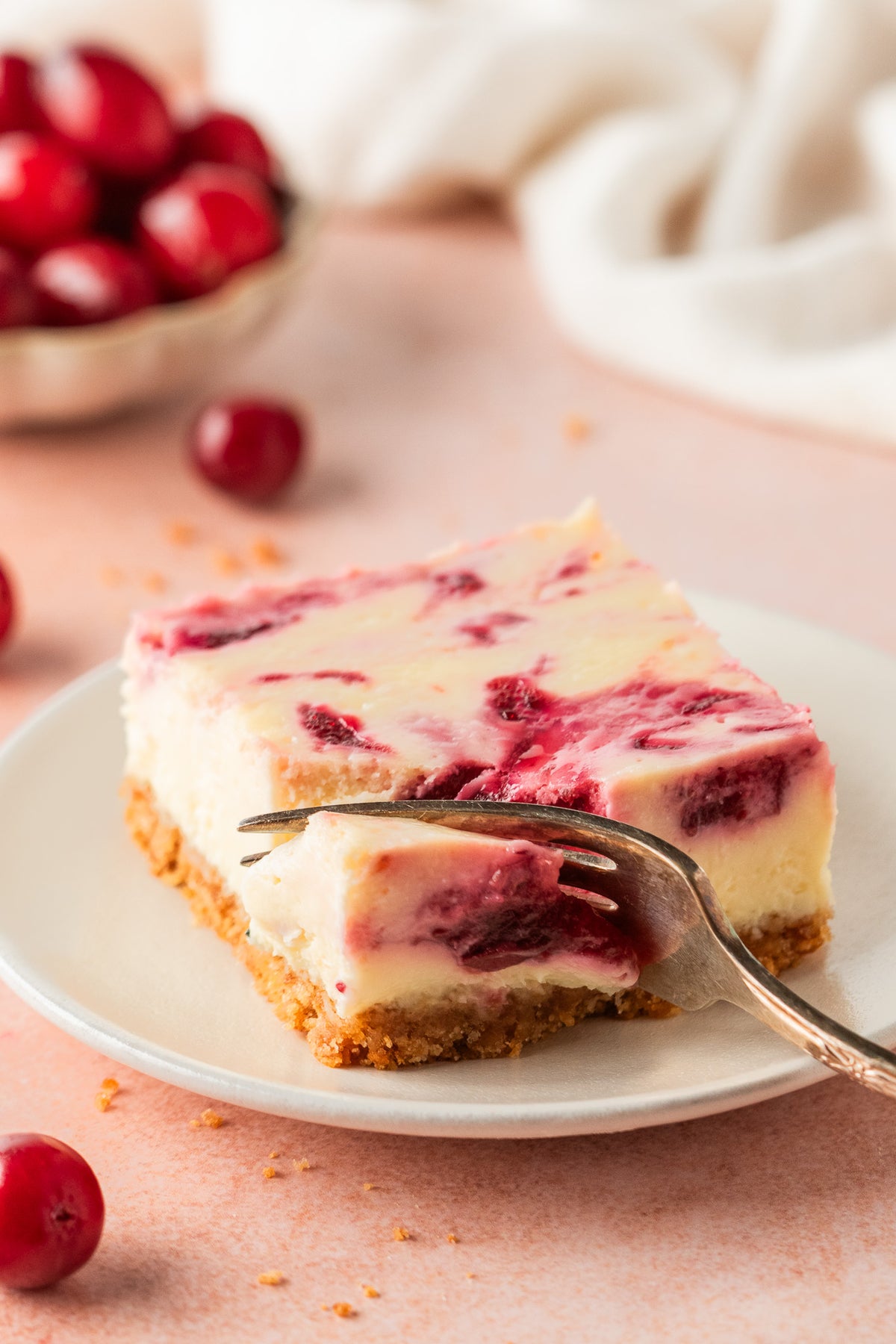 White Chocolate Cranberry Cheesecake Bars- Exclusive