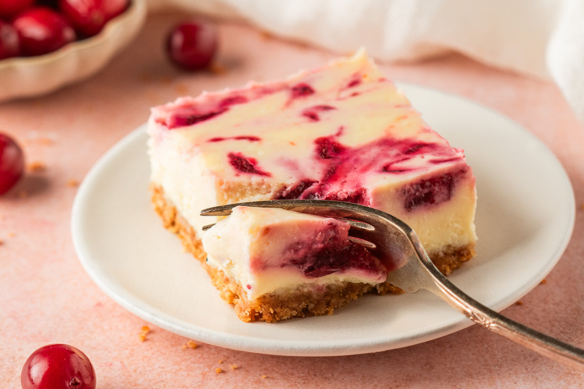 White Chocolate Cranberry Cheesecake Bars- Exclusive