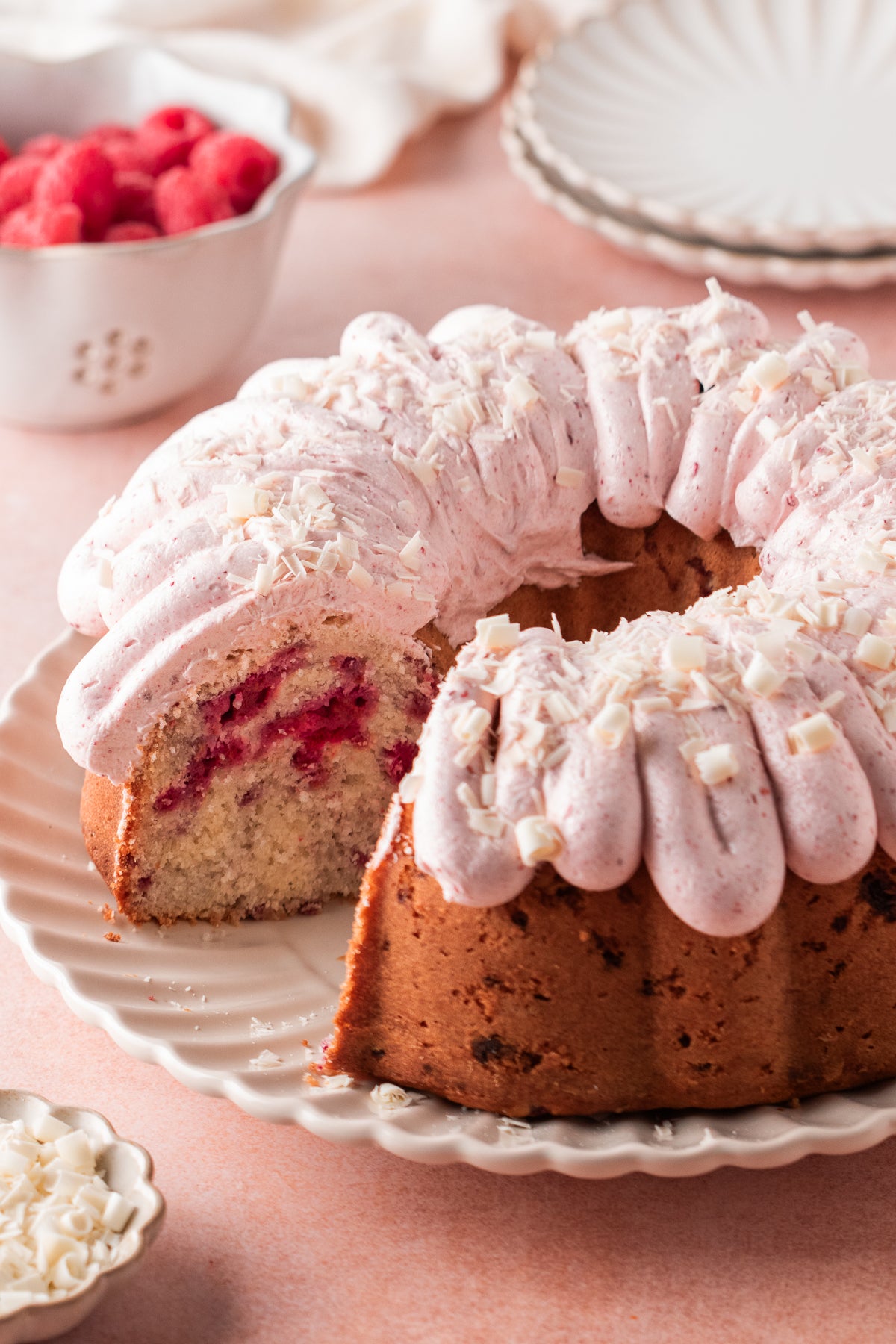 White Choocolate Raspberry Bundt Cake- Exclusive