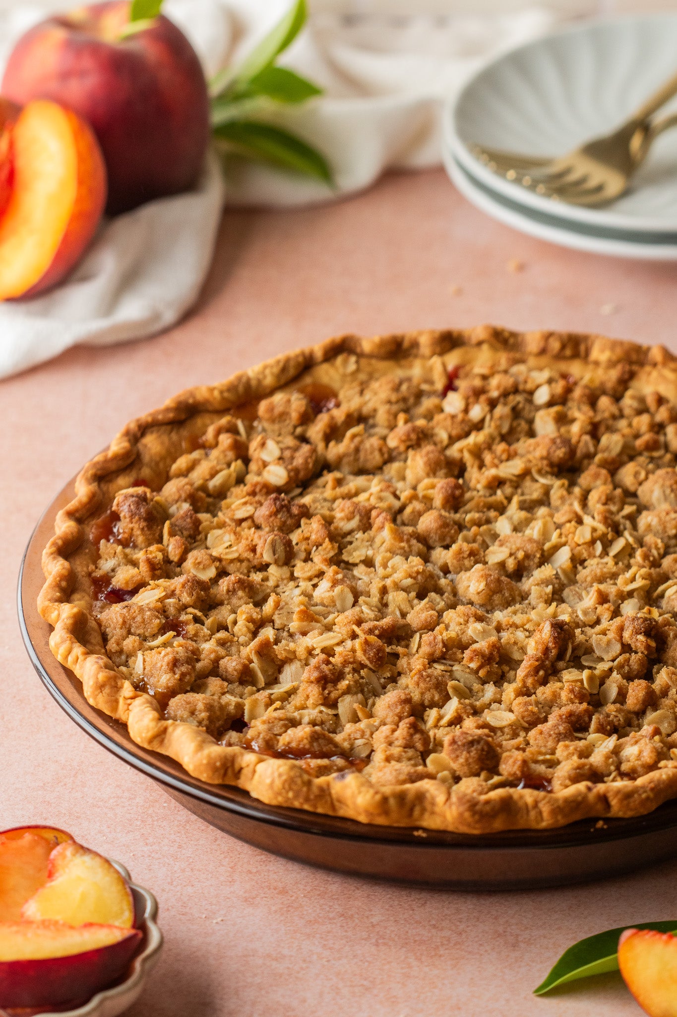 Brown Sugar Peach Crumble Pie- Exclusive