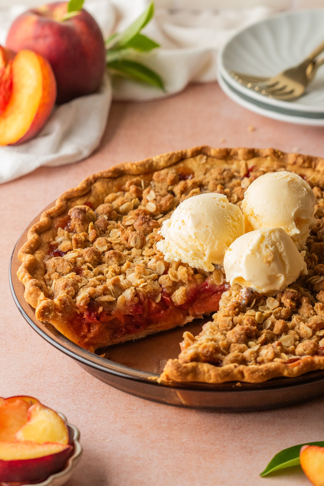 Brown Sugar Peach Crumble Pie- Exclusive