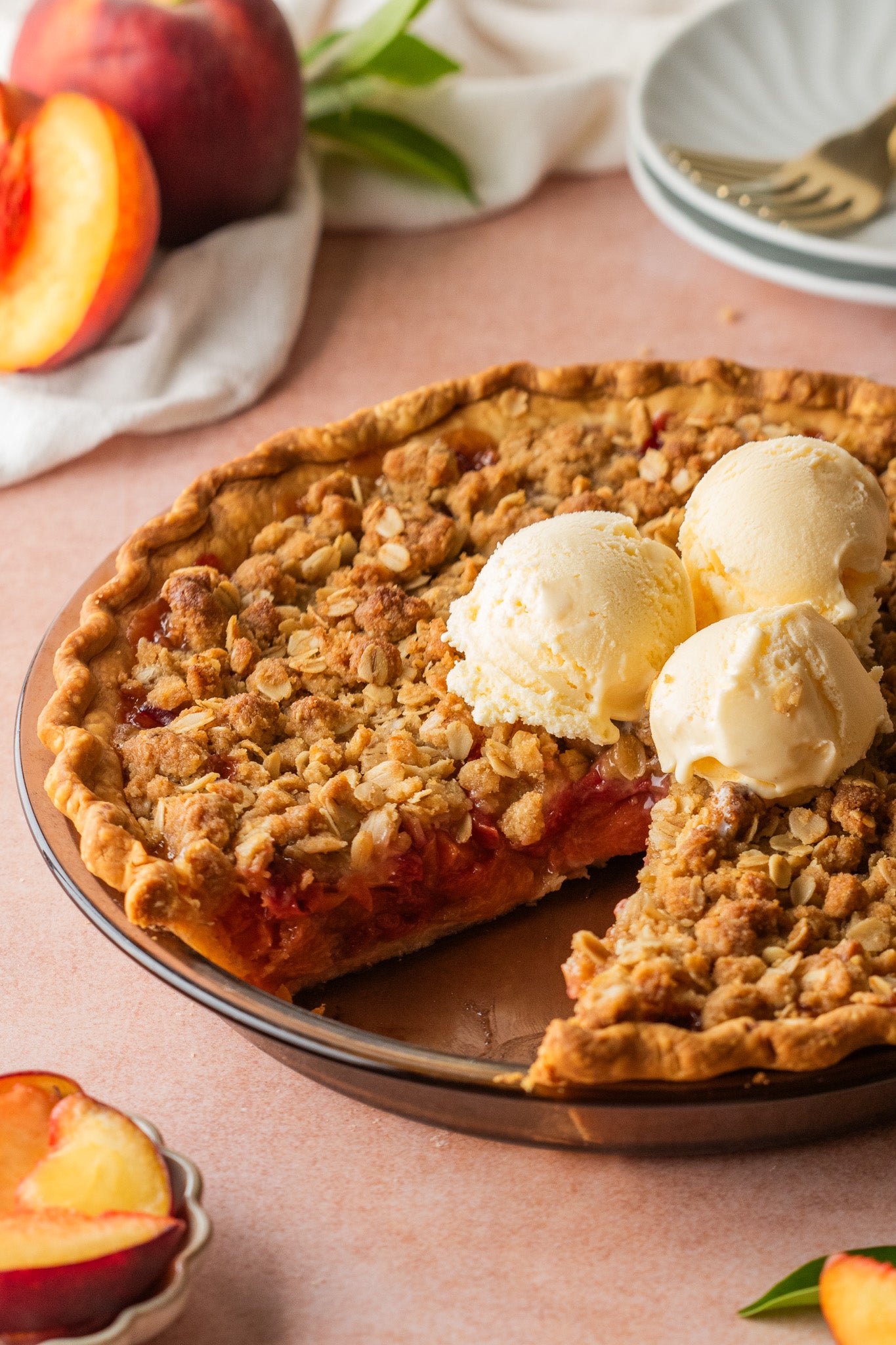 Brown Sugar Peach Crumble Pie- Exclusive
